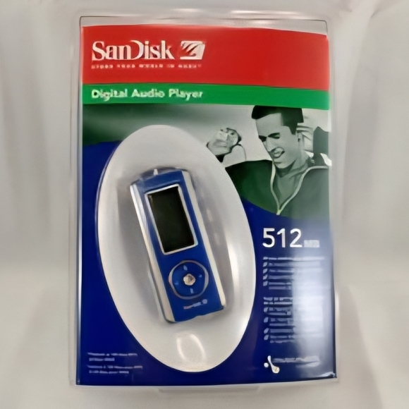 New SanDisk SDMX1-512 Digital Audio MP3 Player Blue 512MB - Picture 1 of 3